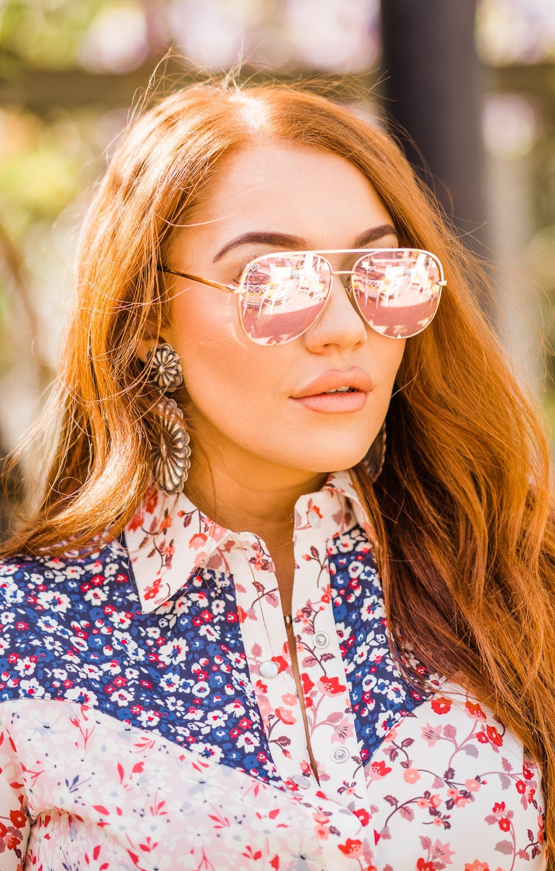 Dash Aviator Sunglasses | Gold & Cherry Blossom Mirror Lenses | DIFF Eyewear
